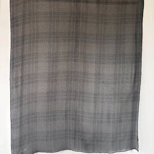 J Crew long blue gauze/chiffon silk scarf, plaid printed